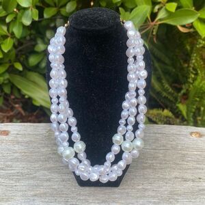 NWT New Amber Sceats Triple Layer Pearl Chocker Necklace Weddings Bridal